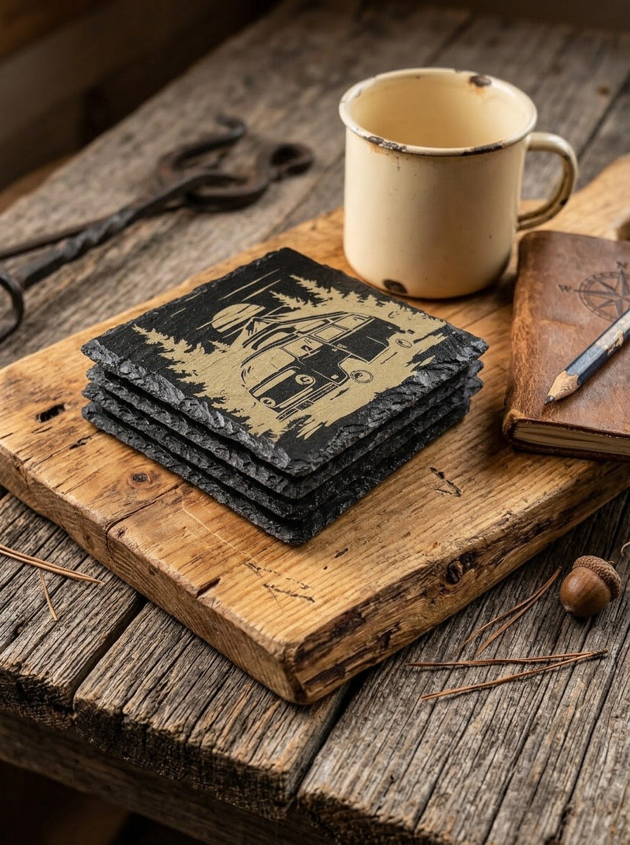 Engraved Square Coasters - Set of 4