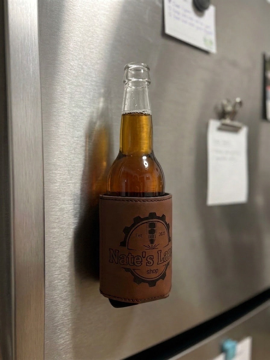 Engraved Leather Magnetic Koozies