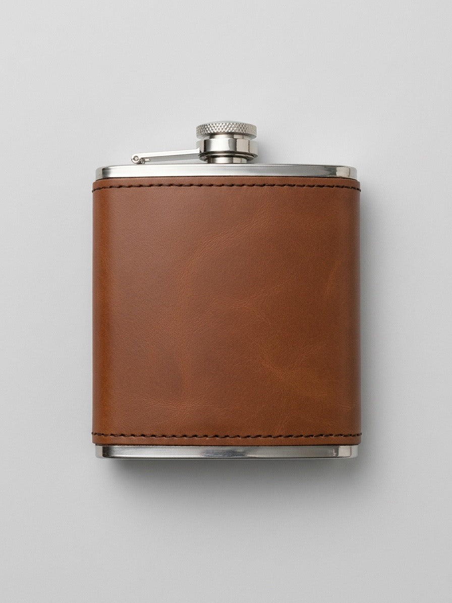 6oz Engraved Leather Flasks