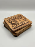 Square Wooden Engraved Coasters - set of 4