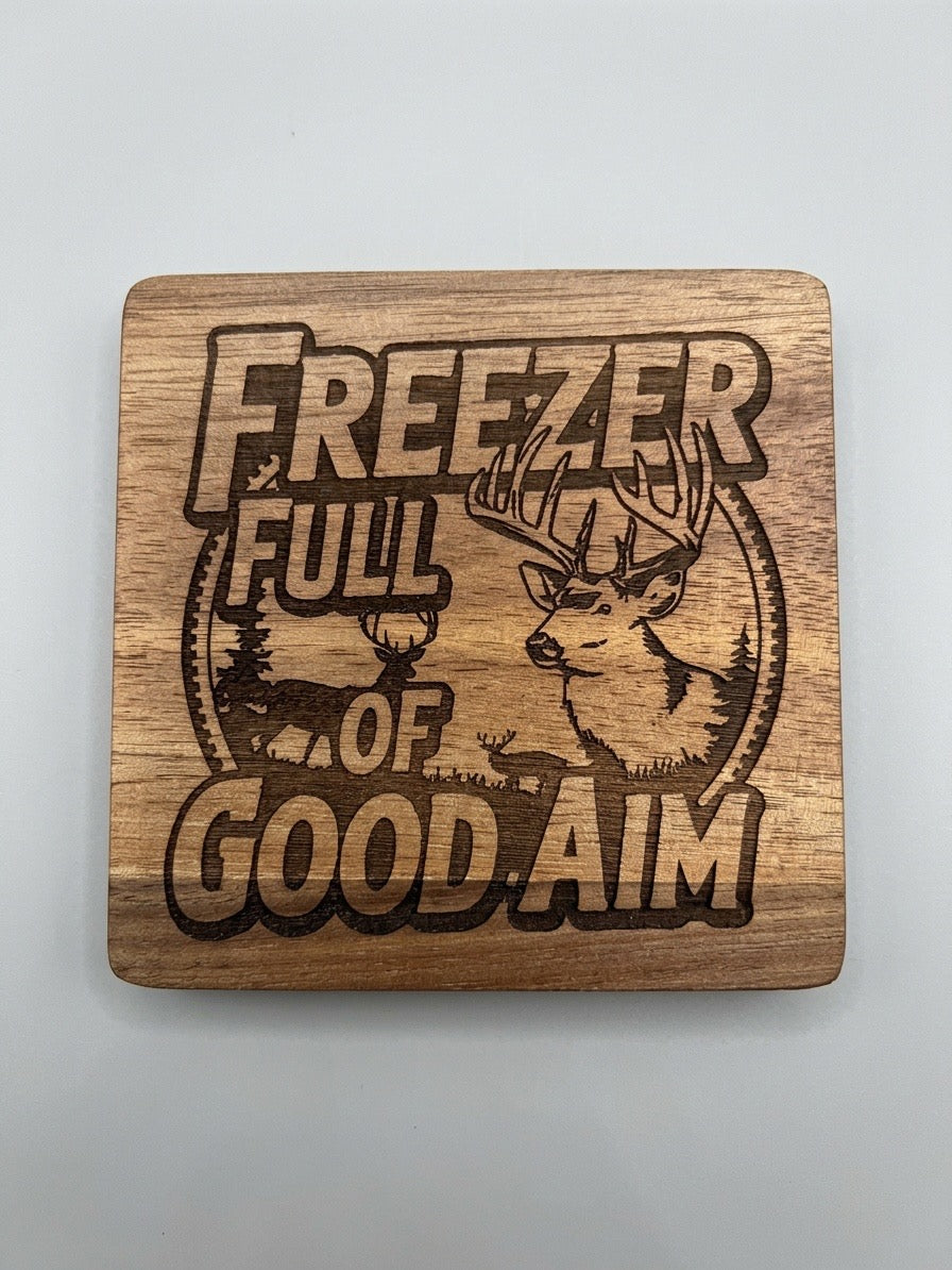 Square Wooden Engraved Coasters - set of 4