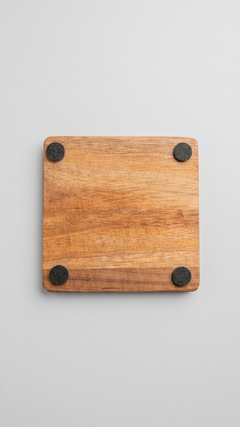 Square Wooden Engraved Coasters - set of 4