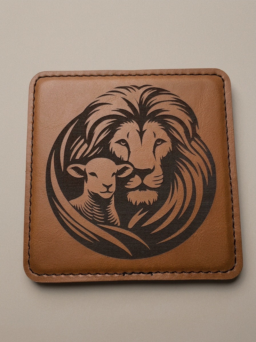 Engraved Leather Square Coasters - set of 6