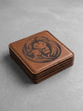 Engraved Leather Square Coasters - set of 6